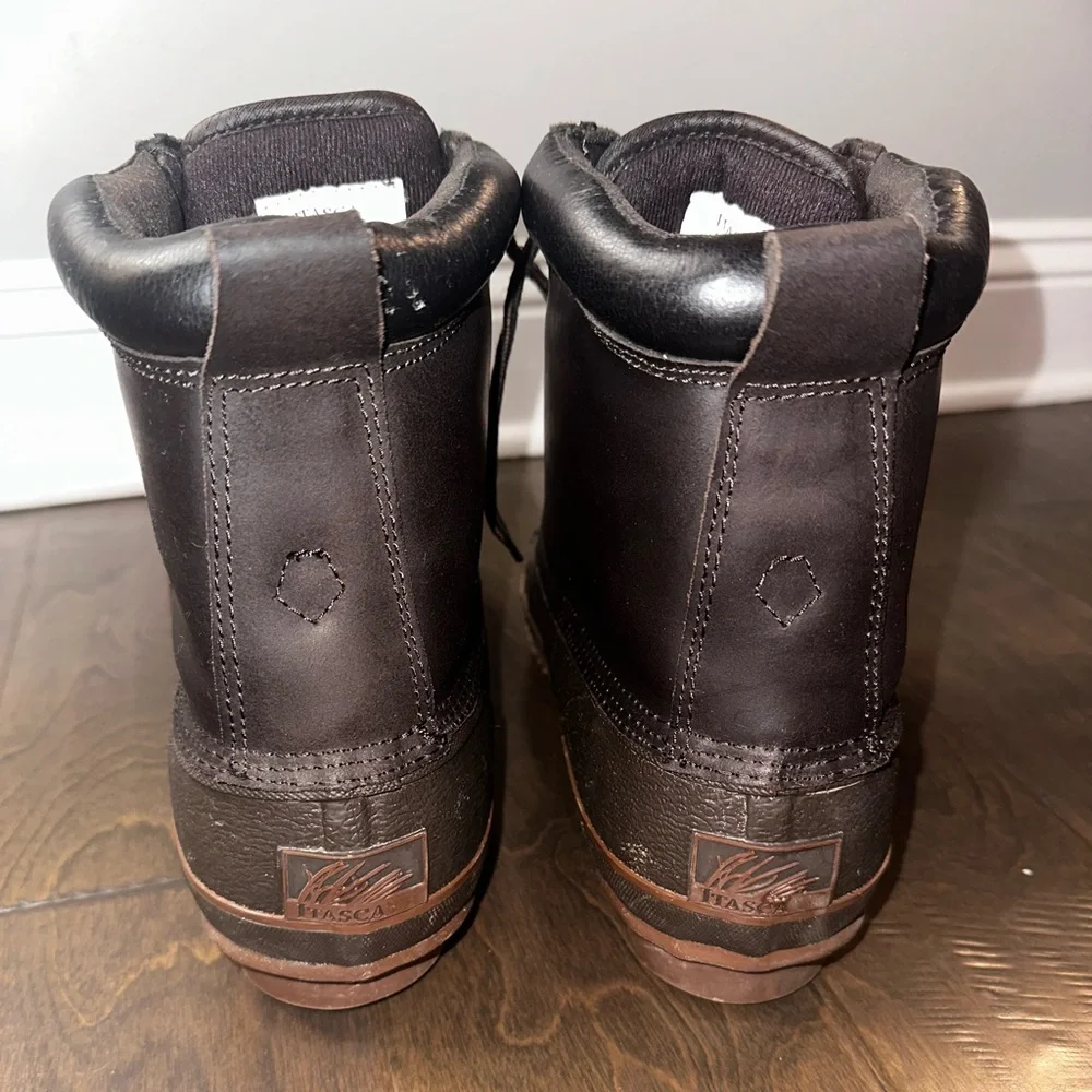 ITASCA Thinsulate 3M Waterproof Duck Boots Brown Leather Upper Size 12